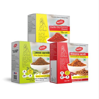 Groundnut, Garlic & Flax Seed Chutney (100g Each) | Pack of 3 (Total 300g) | Traditional Maharashtrian Taste | Ready-to-Eat | No Added Preservatives | Chutney Combo Pack