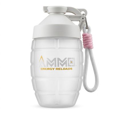 AMMO Grenade Shaker Water Bottle 20oz Gym Fitness Protein Shaker Leak Proof Pre Workout Water Bottle Durable Easily Portable (Arctic WHITE)