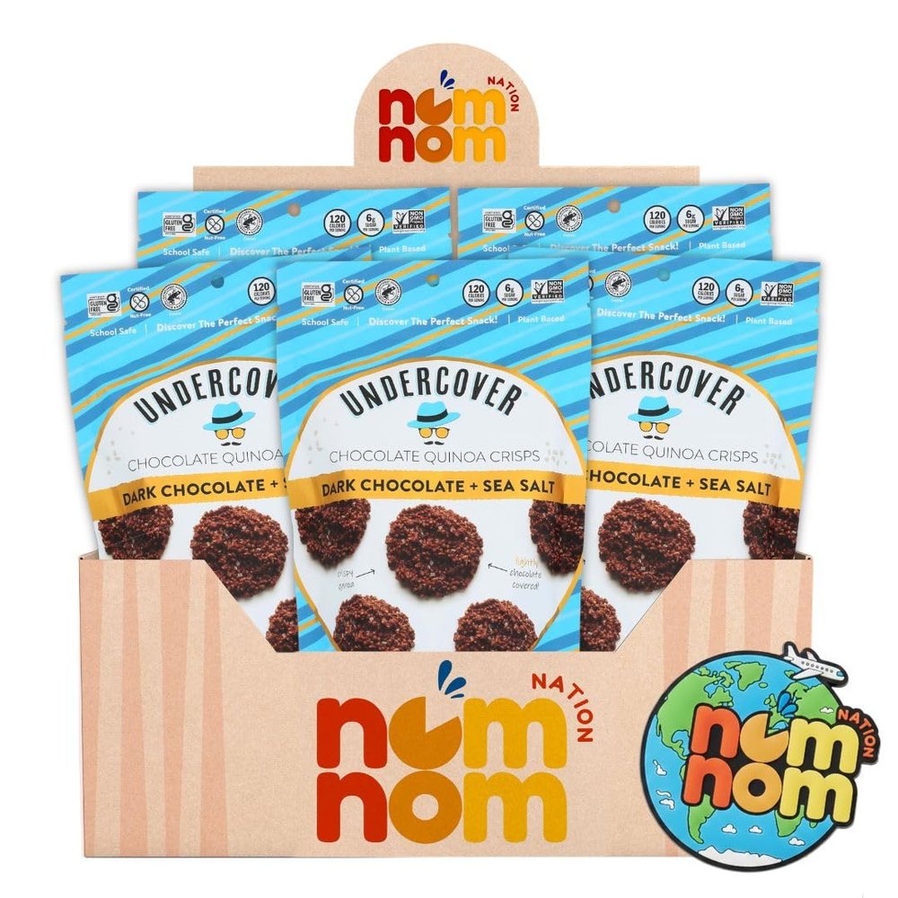 Undercover Quinoa Bites Dark Chocolate 3 oz Bag Puffed Quinoa Chocolate Crisps Quinoa Crisps Healthy Snacks and Puffs Crispy Chips Style Snacks with Refrigerator Magnet - 5 pack