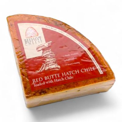 Beehive Cheese Company Hatch Chile Cheddar Cheese 5 lb Wheel, Red Butte Cheddar, American Aged Cheddar with Dried Hatch Green Chile Rub, Creamy Texture for Cooking and Cheese Boards
