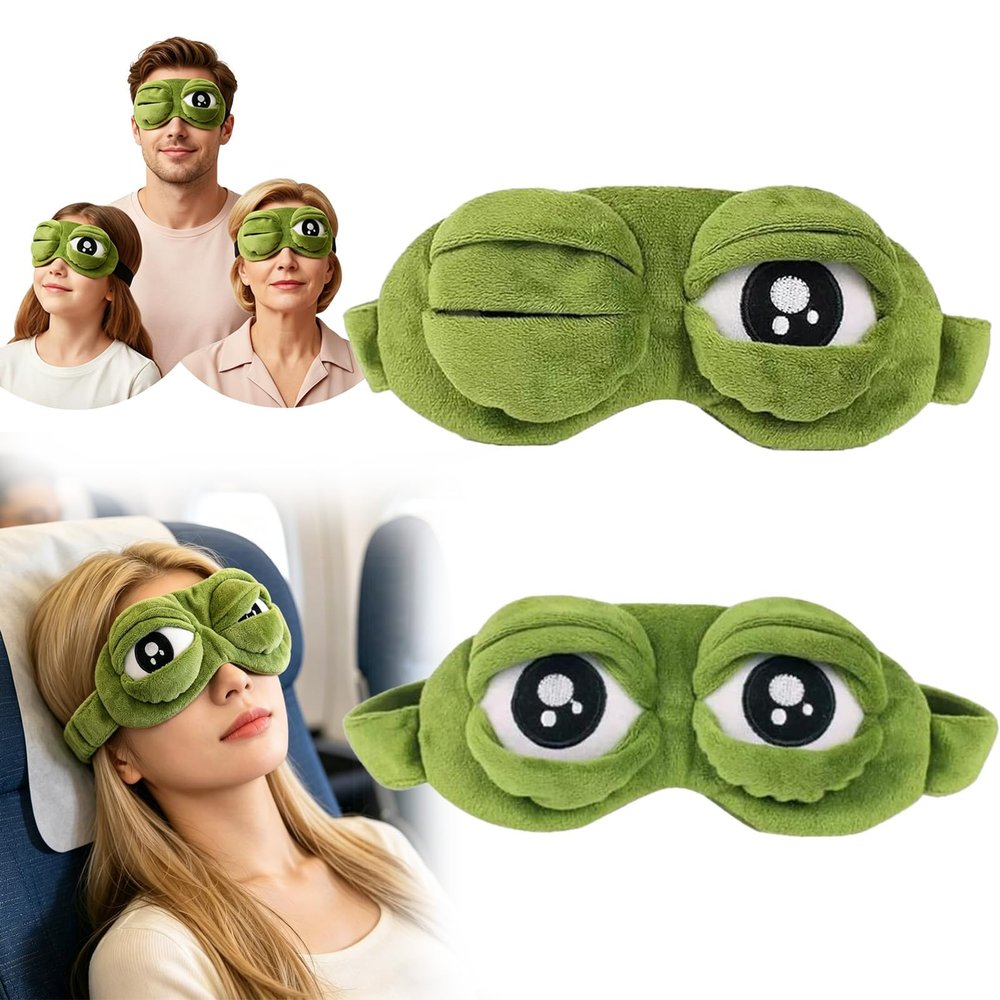 3D Frog Sleep Mask, 3D Funny Sleep Mask, Soft Comfortable Frog Eye Mask with Adjustable Straps, Ideal for Travel, Naps and Night Sleep (2pcs)