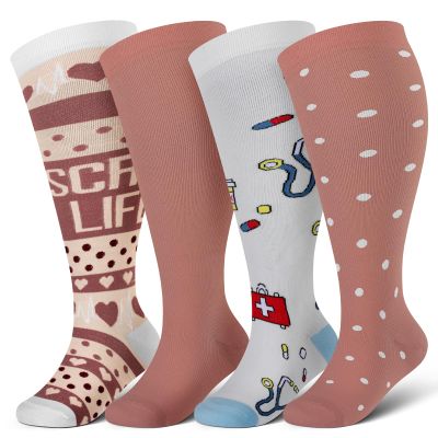 cerpite Plus Size Compression Socks, 20-30mmHg, Wide Calf for Women and Men