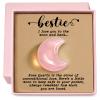 Bestie Gift for Women Friends, Rose Quartz Moon Crystal Pocket Hug with Card Love You to the Moon and Back, Emotional Support Keepsake for Daily Carry Home Decor, Birthday Christmas Friendship Gift view 1