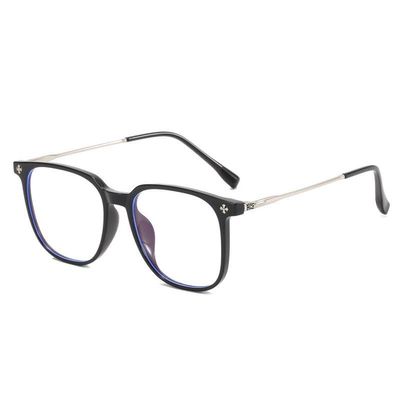 Lyrasses 2.0Upgraded version Black Square Glasses Anti-BlueLight &Photochromic Unisex Fashion Frames Trendy Daily Accessoryfor Gifting High Quality Eyewear with Blue-Light Block (Black Silver)