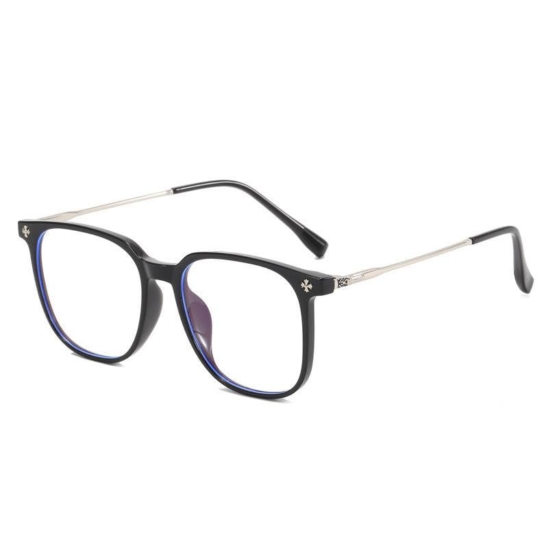 Lyrasses 2.0Upgraded version Black Square Glasses Anti-BlueLight &Photochromic Unisex Fashion Frames Trendy Daily Accessoryfor Gifting High Quality Eyewear with Blue-Light Block (Black Silver)