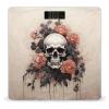 Ancient Skull and Flowers Scale for Body Weight Highly Accurate Digital Bathroom Body Scale Bright LCD Display & Large Clear Numbers Tempered Glass Safe Rounded Corners for Home Use view 1