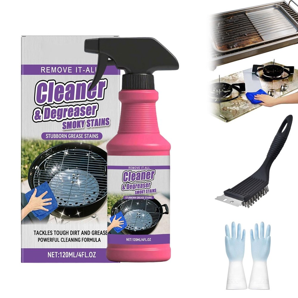 Heavy-Duty Grill & Frying Pan Cleaner, Fast-Acting Heavy-Duty Grill Degreaser Spray, 120 Ml BBQ Degreaser Heavy Duty Grills Cleaner Spray for Burnt Food & Grease (1Pc)
