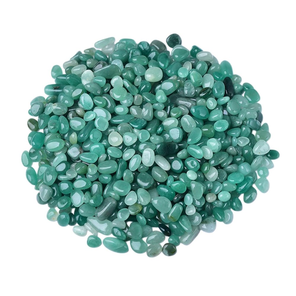 Natural Polished Green Aventurine Tumbled Chips Crushed Crystal Stone, 7-9mm Healing Crystal Chips Bulk Healing Reiki Crystal Stones for Jewelry Making Home Decoration