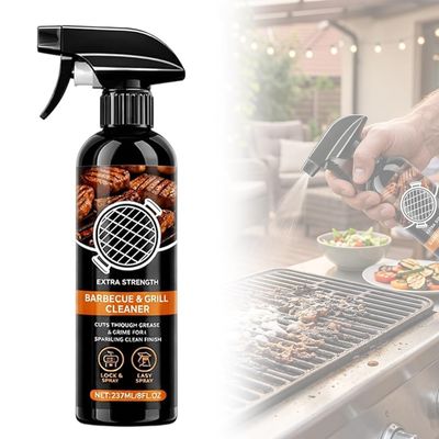 ROVIA Grill Cleaner Spray for Outdoor Grill, Heavy Duty BBQ Grill Cleaner Spray for Grates and Racks, All Purpose Kitchen Grease Remover for Griddle, Oven, Stovetop and Countertops (8oz*1)