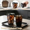 100 Set 16 oz Black Plastic Cups with Lids and Straws, Disposable Cups with Lids, Iced Coffee Cup with Lid, Clear Round Bottom Plastic Smoothie Cups for Drinking Cold, Coffee, Smoothie, Shop Supplies view 3