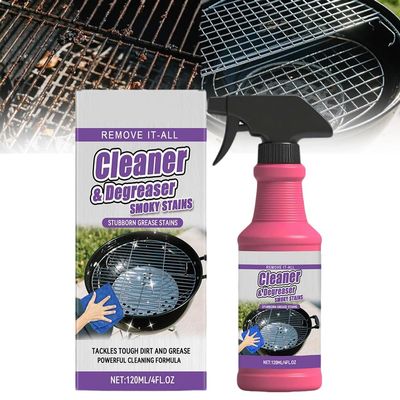 BBQ Grill Cleaner, Fast Acting Heavy Duty Degreaser Spray for Outdoor Grills, Removes Burnt Food Grease, Stubborn Splatters, for BBQ Smoker Grates (1PCS 120ml)