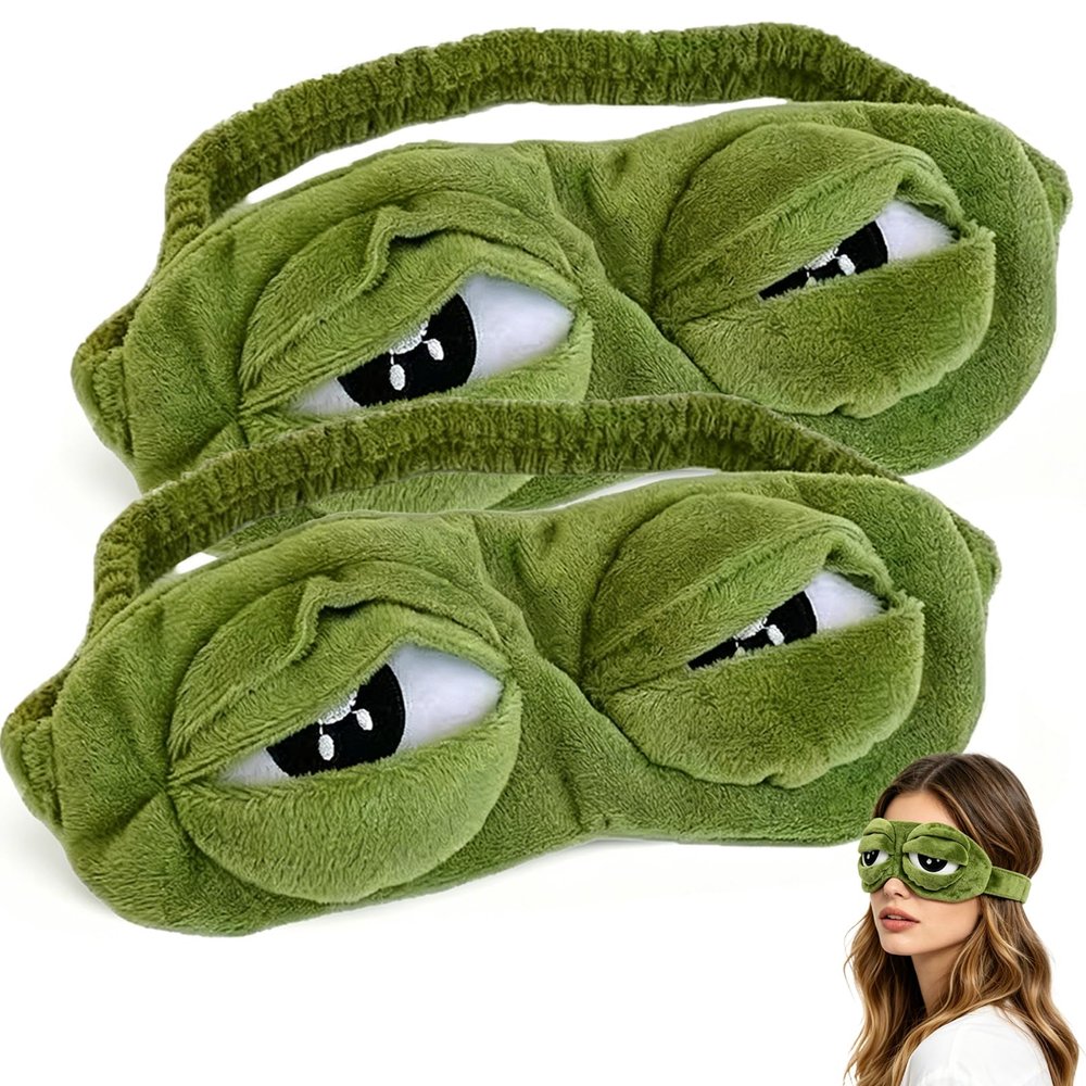 3D Frog Sleep Mask, Frog Eye Mask for Sleeping, Adjustable Eyelids, Comfortable Elastic Straps, for Home, Office, Travel (2Pcs)