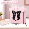 Yeezube 13" Large Gift Bag with 6 sheets of Tissue Paper and 2 Cards, Pink Gift Wrap Bags with Handles and Bow Ribbon for Women, Birthday, Baby Showers, Weddings, Engagement, Bridal Showers (2pcs) view 2