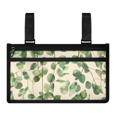 Bivxisrvo Green Leaves Wheel Chair Accessories Adults Foldable Cup Holder for Wheelchair Large Capacity Wheelchair Cup Holder for Wheelchair Walker Pouches Walkers Electric Scooters