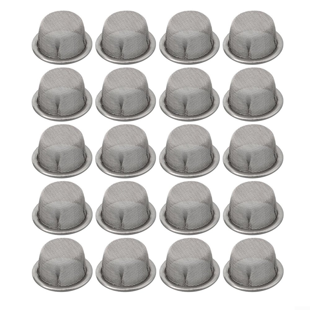 20Pcs Stainless Steel Pipe Screen Filters Concave Mesh Bowls for Pipes Rust-Resistant Pipe Filter Replacement Parts 16x12x8mm