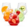 12 oz Clear Ribbed Plastic Wine Glasses, 24 PCS Stemless Origami Ripple Disposable Champagne and Whiskey Glasses, Reusable Drinkware for Weddings & Parties view 1