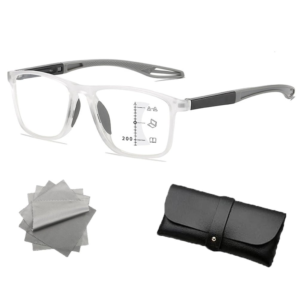 Multifocal Glasses Smart Adaptive Technology, Progressive Multifocal Reading Glasses for Women & Men Near and Far Sighted (Transparent,+1.5)