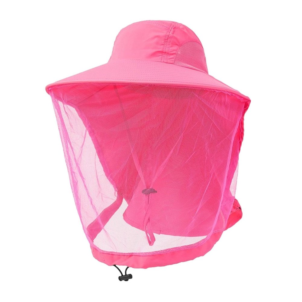 Mosquito Hat Mosquito Head Net Hat Mosquito Sun Hats with Veil Mesh Neck Flap Hiking Camping Boonie Caps (Watermelon Red)