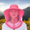 Mosquito Hat Mosquito Head Net Hat Mosquito Sun Hats with Veil Mesh Neck Flap Hiking Camping Boonie Caps (Watermelon Red) view 4