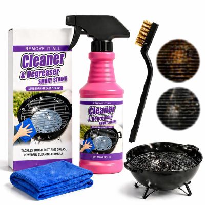 Fast-Acting Heavy-Duty Grill Degreaser Spray, 120 ML BBQ Heavy Duty Degreaser Grill Cleaner Spray, Outdoor Grills Cleaner, For Kitchen Grates and Racks, Electric Smokers, Burnt Food & Grease (#1)