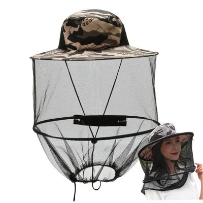 KUYYFDS Hats, Mosquito Hat Net Midge Head Net Beekeeper Hat Face Shield Fishing Foldable for Outdoor Hiking, Camping, Gardening Grey