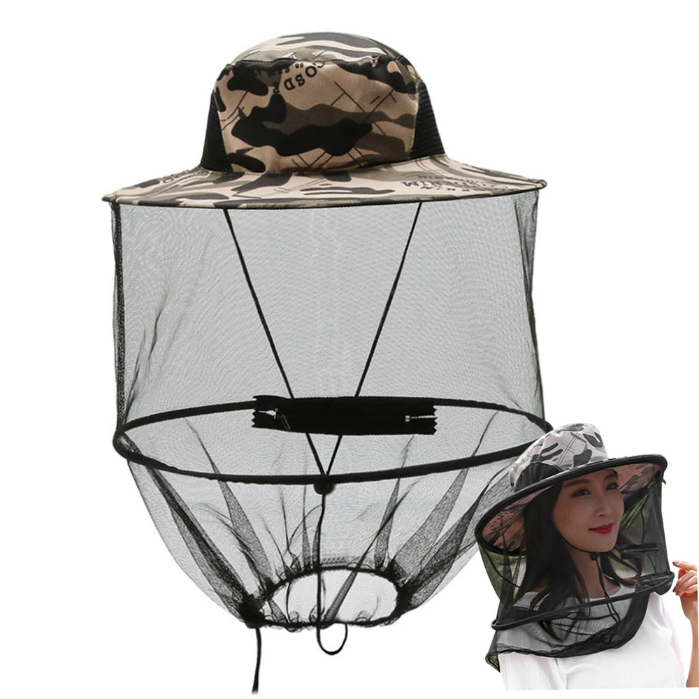 KUYYFDS Hats, Mosquito Hat Net Midge Head Net Beekeeper Hat Face Shield Fishing Foldable for Outdoor Hiking, Camping, Gardening Grey