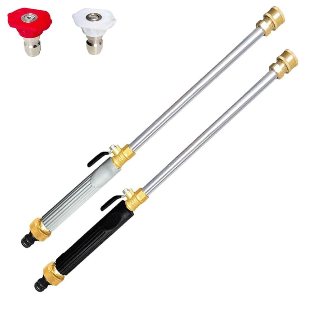 High Pressure Power Washer Attachment Wand for Garden Hose, Jet Nozzle with 2 Nozzles, Turn Any Hose Into Water Jet (Grey+Black2PCS)
