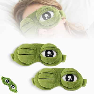 3D Frog Sleep Mask, Funny and Cute Frog 3D-Eyes Sleep Mask with Adjustable Strap, Easy to Clean, Soft and Comfortable, Humorous Eye Masks for Travel, Naps, and Nighttime Sleep (Green2pc)