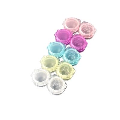 Alianm Contact Lens Cases 5Pcs Mini Portable Contact Lens Case Clear Colored Eyes Contacts Care Storage Box(Clear white)