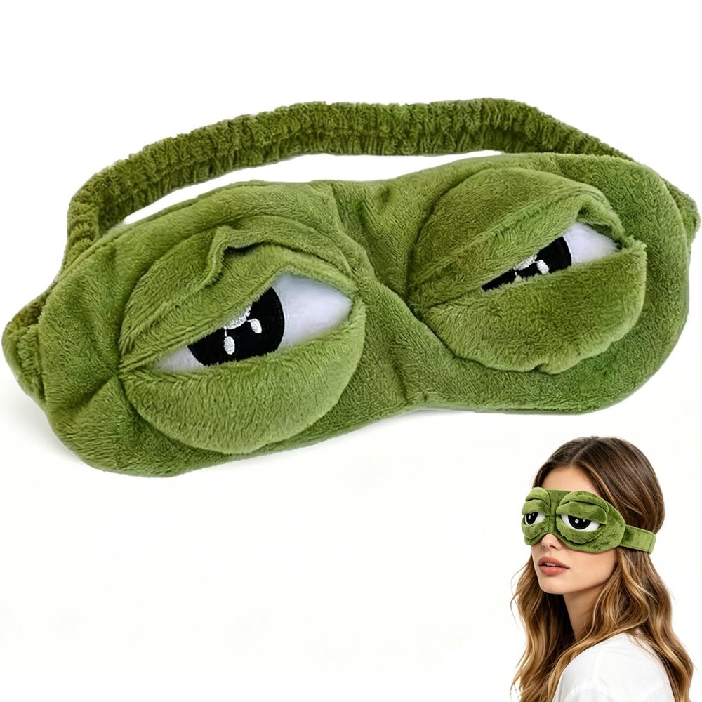 3D Frog Sleep Mask - Comfortable Adjustable Eyelids Eye Mask for Sleeping | Perfect for Home, Office, Travel | Soft Elastic Straps | Fun Gift