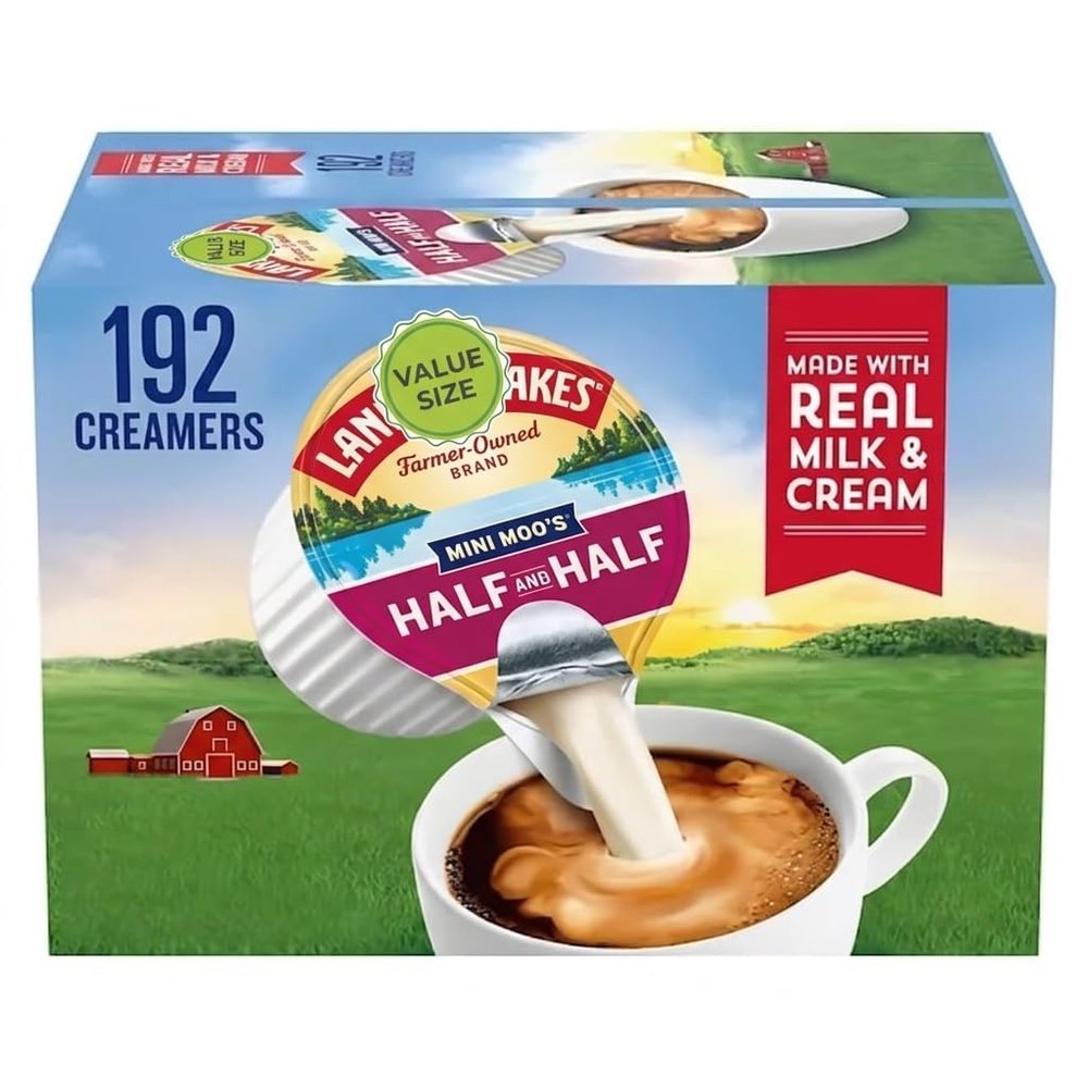 Land Coffee Creamer Mini Moos Half & Half Creamer Singles, 192 Count
