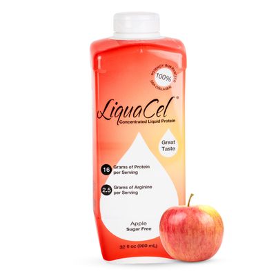 LiquaCel Concentrated Liquid Protein, Apple Flavor, 16g Hydrolyzed Collagen Protein and 2.5g Arginine Per 1oz Serving, Sugar & Gluten Free, Recovery Formula, 32 fl oz Bottle