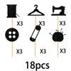 Afternoon Tea Cupcake Topper for Tailors Sewing Machine Theme Party Favors Decorations Women Happy Birthday Anniversary Party Decor Supplies set 18pcs Black Glitter view 3
