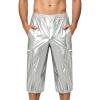 Agoky Men Leakproof Diaper PVC Wet Look Plastic Underwear Long Shorts Button Up Special Needs Clothing Silver 3X-Large view 1