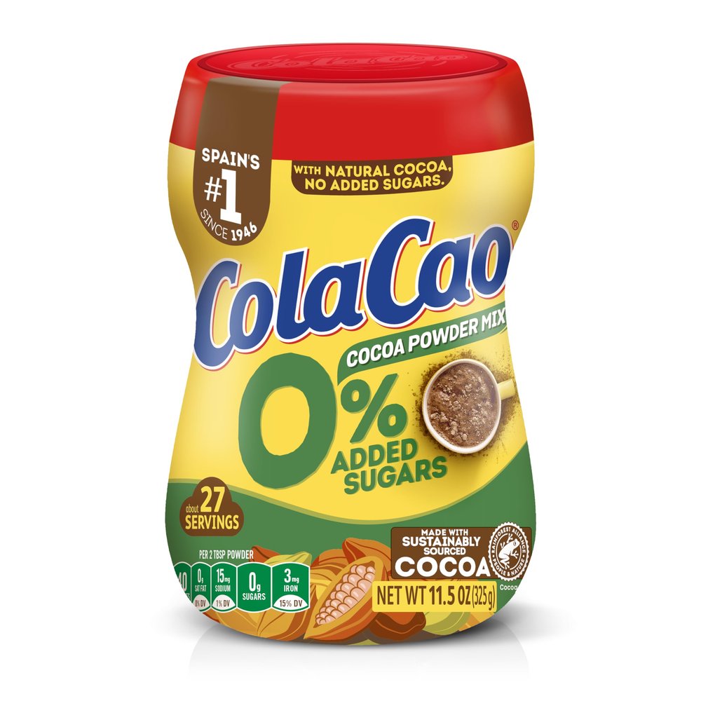 ColaCao 0% Added Sugars Cocoa Powder Mix Natural Cocoa Drink Mix, 11.5 oz (325 g), Approx. 27 Servings, Hot or Cold Beverage