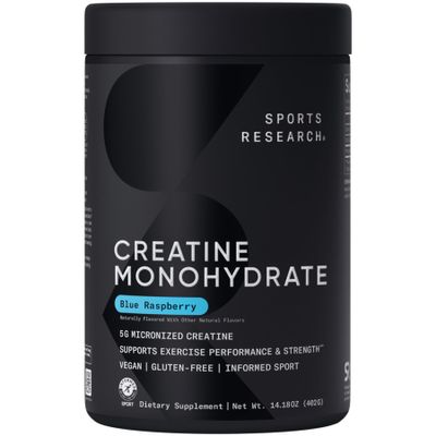 Sports Research Creatine Monohydrate Powder 5g, Blue Raspberry (14.18oz)