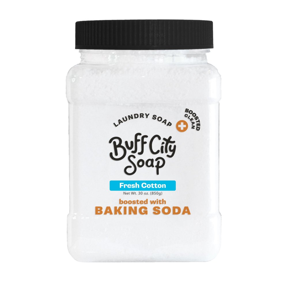 Buff City Soap - Powder Laundry Soap Plus - Made With Simple, Plant-Based Ingredients & Boosted With Baking Soda - Juniper, Sandalwood, & Vanilla Scented Laundry Detergent Powder - Fresh Cotton