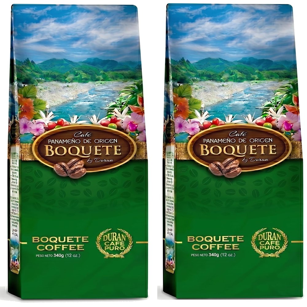 Panama Cafe Duran Boquete - Single Origin. 12oz. 100% Arabica - Volcanic Soil - Unique Micro-Climate - Highland Coffee. (2 Pack, Whole Bean)