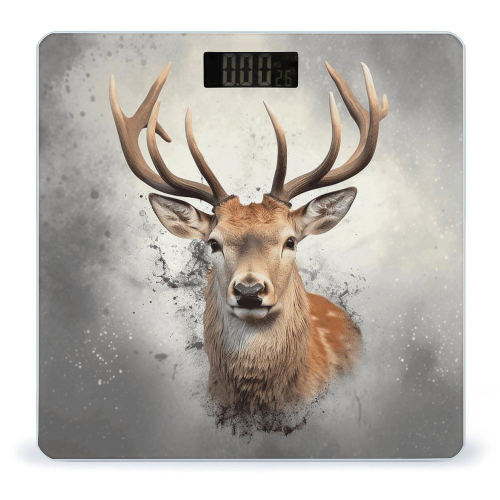 Animal Deer Scale for Body Weight Highly Accurate Digital Bathroom Body Scale Bright LCD Display & Large Clear Numbers Tempered Glass Safe Rounded Corners for Home Use
