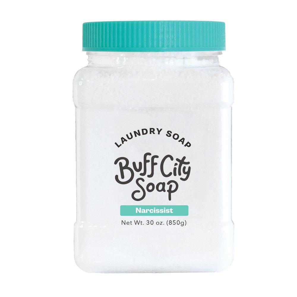 Buff City Soap - Plant Based Powder Laundry Soap - Made With 4 Simple Ingredients & No Harsh Chemicals - Sandalwood, Patchouli, Raspberry, & Peach Scented Laundry Detergent Powder - Narcissist