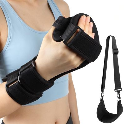 Resting Hand Splint Left & Right Adjustable Night Wrist Brace with Finger Separators for Carpal Tunnel, Arthritis, Tendonitis, Post-Injury Recovery Breathable Hand Support for Straightening Fingers (Large Right)