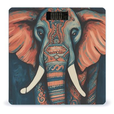 Abstract Elephant Scale for Body Weight Highly Accurate Digital Bathroom Body Scale Bright LCD Display & Large Clear Numbers Tempered Glass Safe Rounded Corners for Home Use