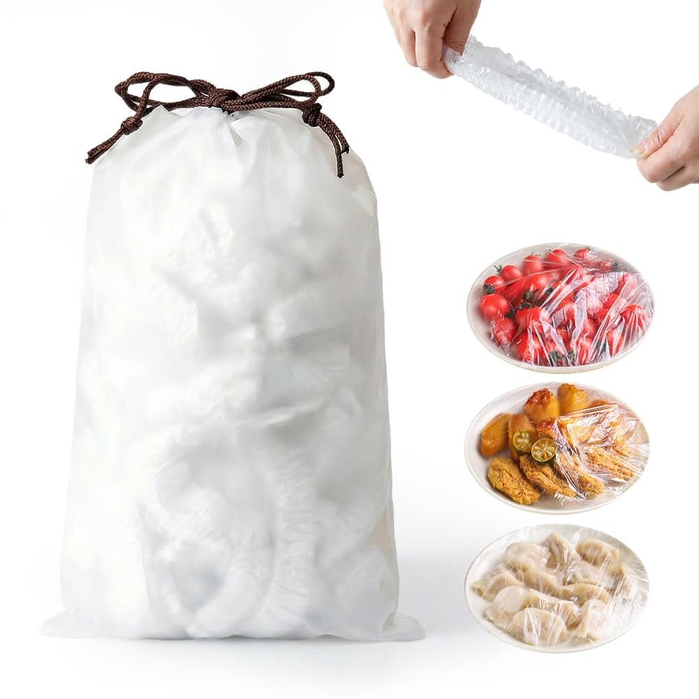100 Pcs Elastic Food Covers, Stretchable Bowl Covers, Reusable Plastic Food Wrap for Kitchen Storage, Bread Proofing, Picnic