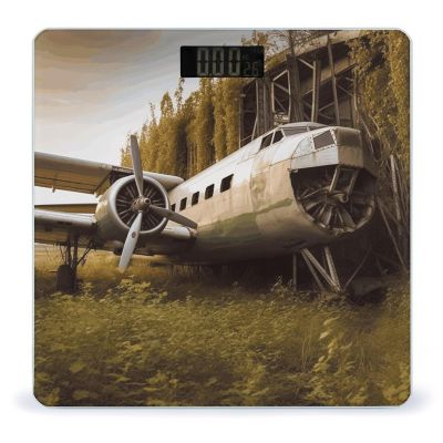 Abandoned Plane Scale for Body Weight Highly Accurate Digital Bathroom Body Scale Bright LCD Display & Large Clear Numbers Tempered Glass Safe Rounded Corners for Home Use