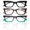 EYEURL 4-Pack Oversized Square Reading Glasses for Women Style Blue Light Blocking Computer Square Readers with Spring Hinge (Mix Color,3.50x) view 1