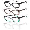 EYEURL 4-Pack Oversized Square Reading Glasses for Women Style Blue Light Blocking Computer Square Readers with Spring Hinge (Mix Color,3.50x) view 2