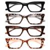 EYEURL 4-Pack Oversized Square Reading Glasses for Women Style Blue Light Blocking Computer Square Readers with Spring Hinge (Mix Color,3.50x) view 1