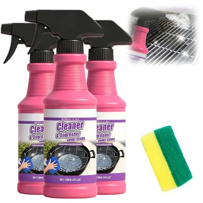 Fast-Acting Heavy-Duty Grill Degreaser Spray,Heavy Duty BBQ Grill Degreaser for Outdoor Grills,Grills Cleaner Spray Pink for Grease,Oil, Burnt Food,Oven,Kitchen (3pcs)