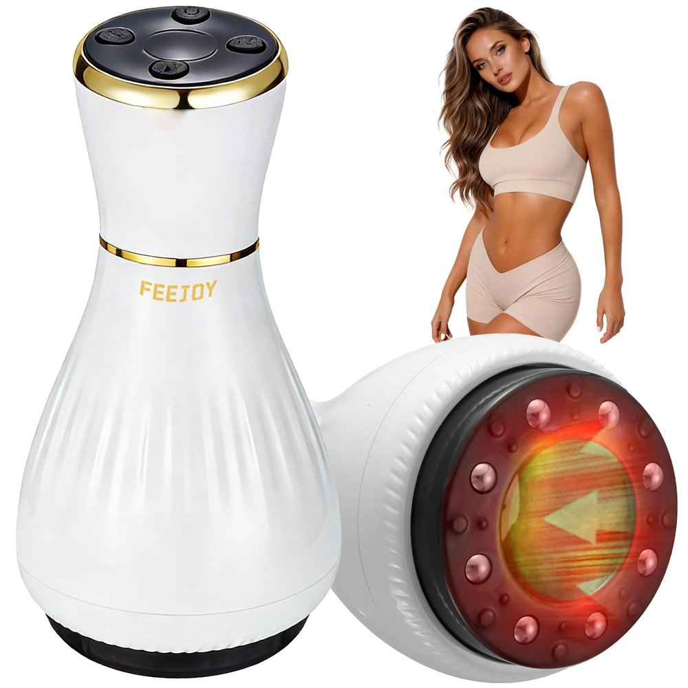 FEEJOY Lymphatic Drainage Massager with Suction & Heat 12-Level Cupping Massage Device for Cellulite Reduction, Deep Tissue Pain Relief & Muscle Recovery, Body Sculpting Machine