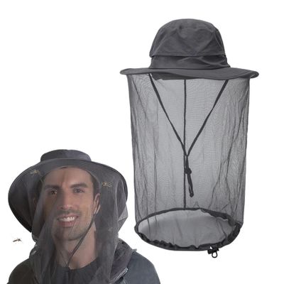 Garments, Mosquito Head Net Hat, Sun Hat Bucket with Hidden Net Mesh Protection from Bug Bee Midge Head Cover for Men Women Dark Grey
